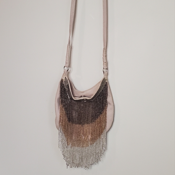 Super Cute Canvas Beaded Fringe Purse Crossbody Bag American Eagle - Picture 3 of 10
